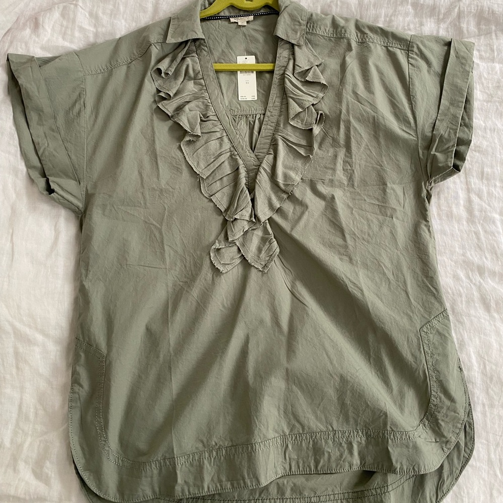 Anthropologie Pilcro ruffled green blouse xs